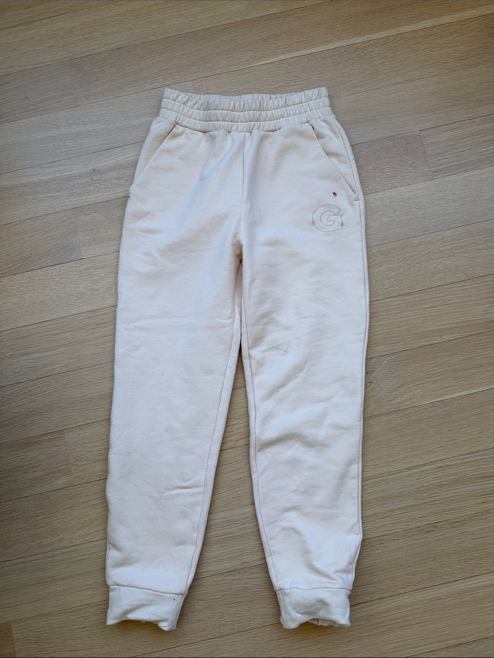 KadyLuxe Cream‎ Georgetown Logo Sweatpants Joggers Women's Size Small